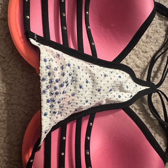 PINK Victoria Secrets Orange Bedazzled Bra NFL Pro Tryout top - Picture 4 of 5